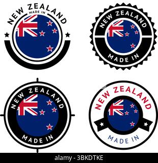 Nationalflagge Neuseelands, flache Symbole setzen Stock Vektor