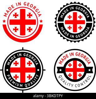 Nationalflagge von Georgien, flaches Vektor-Symbol setzen Stock Vektor