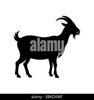 Ziege Silhouette Vektor stehend, laufend, Seite, vorne alle Ansicht Stock Vektor