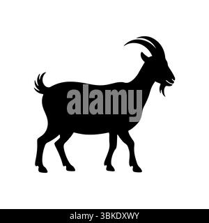 Ziege Silhouette Vektor stehend, laufend, Seite, vorne alle Ansicht Stock Vektor