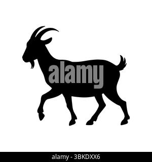 Ziege Silhouette Vektor stehend, laufend, Seite, vorne alle Ansicht Stock Vektor