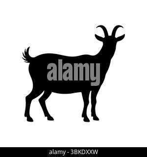 Ziege Silhouette Vektor stehend, laufend, Seite, vorne alle Ansicht Stock Vektor