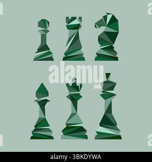 Symbole für Schachfiguren gesetzt. Brettspiel. König, Königin, Bischof, Bauern, Pferd, ritter, Turm. Internationaler Schachtag. Schachturnier. Strategiekonzept Stock Vektor