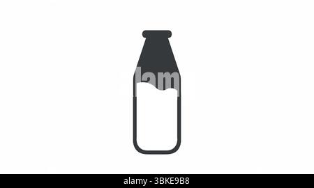 Symbol Für Milchflasche. Vektor isolierte bearbeitbare flache Schwarz-weiß-Illustration einer Flasche Milch. Stock Vektor
