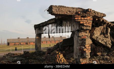 Ruinen der Gaskammer im Vernichtungslager Birkenau Stockfoto