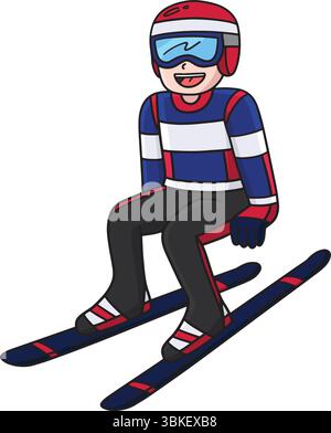 Männlicher Skipullover Nimmt Position Cartoon Clipart Ein Stock Vektor