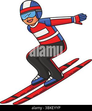 Männlicher Skipullover, Der Outrun Cartoon Clipart Erreicht Stock Vektor