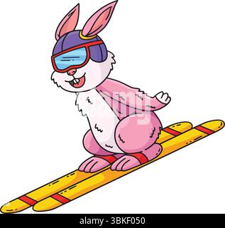 Skisprung Bunny Farbige Cartoon Clipart Stock Vektor