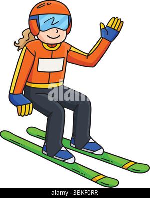 Skisprung Weiblicher Ski-Pullover Top Curve Clipart Stock Vektor