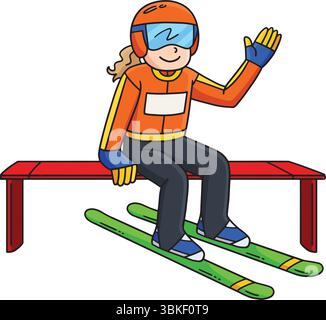 Skisprung Weiblicher Ski-Pullover Top Curve Clipart Stock Vektor