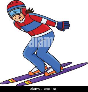 Skisprung Weiblicher Pullover Sliding Cartoon Clipart Stock Vektor