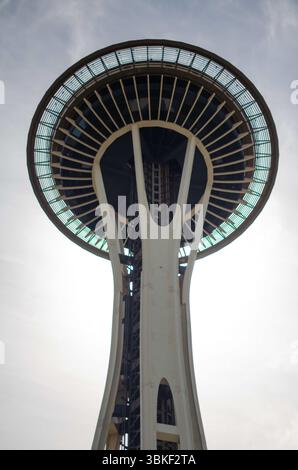 Verschiedene Perspektiven der Seattle Space Needle Stockfoto