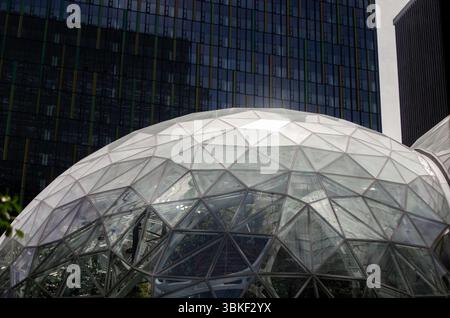 Glasgebäude in den Straßen der Innenstadt von Seattle Stockfoto
