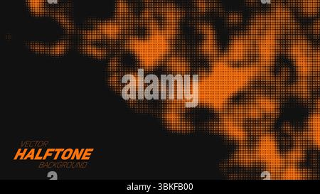 Abstrakter Vektor-gerissener orangefarbener Halbtonhintergrund. Scrathed gepunktetes Texturelement. Stock Vektor