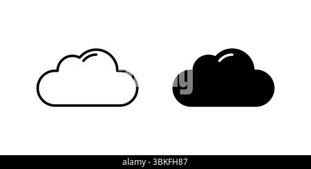 Symbolgruppe „Cloud“. Ein schwarzes Symbol einer Wolke, das Wetter oder Speicherung darstellt. Stock Vektor