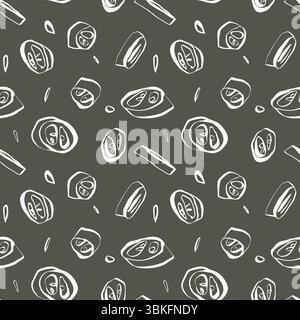 Jalapeno Pfeffer Schnittmuster mit warmgrünem Hintergrund und weißen Elementen nahtloses Layout für Oberflächendesign Stock Vektor