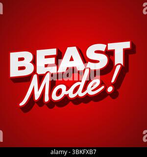 Beast-Modus. Energiegeladenes rotes Textlayout für Workout und Inspiration zum Fitnessstudio Stock Vektor