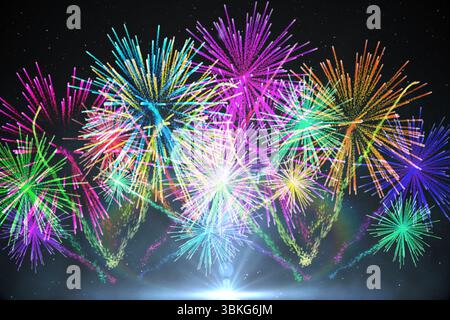 Digital generiertes helles Feuerwerk Stockfoto