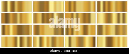 Goldene Hintergründe mit goldfarbener Metallfolie und glänzenden Bändern. Das Vektormuster kombiniert einen hochwertigen gelben Rahmen mit abstrakter Flüssigkeitswelle. Elegant Stock Vektor