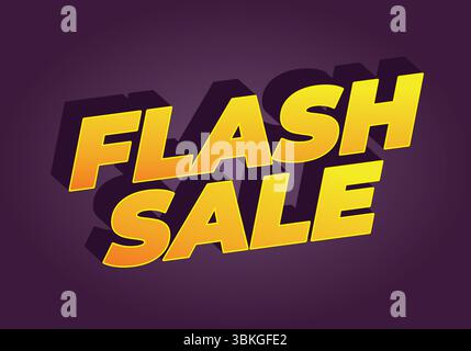 Auffällige Textgrafik mit den Worten FLASH SALE in leuchtendem Gelb mit Schatteneffekt auf violettem Hintergrund Stock Vektor