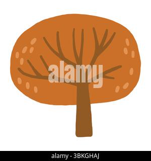 Herbstbaum-Doodle-Illustration, Herbstbaum isoliert, Herbst gemütlich Stock Vektor