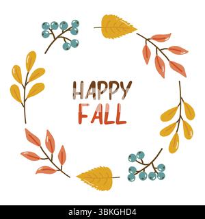 Herbstlicher runder Rahmen, herbstlich gemütlich, Design für Poster, Banner, Grußkarten, Aufkleber Stock Vektor