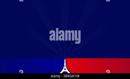Blauer Kopierraum Hintergrund Eiffelturm. Französische Flagge mit dem horizontalen Kopierraum des Eiffelturms Stock Vektor