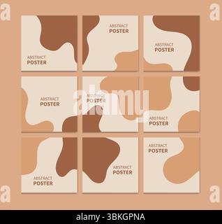 Moderne abstrakte Karussellvorlage mit Erdtönen und organischen Formen. MINIMALISTISCHE, stylische Instagram-Posts, Branding und visuelle Geschichten. Vektor Stock Vektor