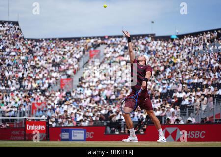 Jack Draper spielt am 13. Tag der HSBC Championships im Queen's Club in London. Bilddatum: Samstag, 21. Juni 2025. Stockfoto