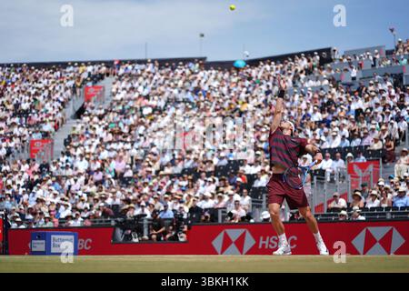 Jack Draper spielt am 13. Tag der HSBC Championships im Queen's Club in London. Bilddatum: Samstag, 21. Juni 2025. Stockfoto