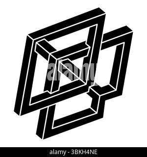 Unmögliche Form. Optische Kunst. Webdesign-Element. Geometrische Figur. Optisches Illusionsobjekt. Stock Vektor