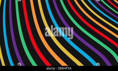 Ein farbenfroher gestreifter Hintergrund. Helle, verzerrte Streifenstruktur. Unterhaltsame abstrakte kreative Kulisse. Stock Vektor