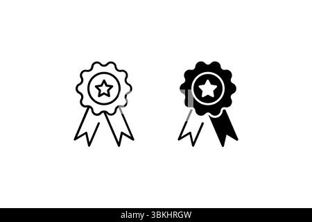 Symbolgruppe „Zuschlag“. Ein schwarzes Symbol einer Auszeichnung, das Anerkennung repräsentiert. Stock Vektor