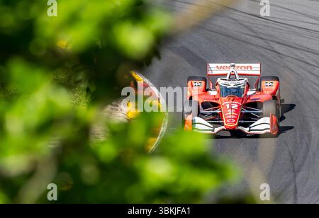 Elkhart Lake, Wi, USA. Juni 2025. Der Fahrer DER NTT INDYCAR-SERIE, WIRD (12) (aus) aus Toowoomba, Australien, fahren während eines Übungssitzes für den XPEL Grand Prix auf der Road America in Elkhart Lake WI durch die Kurven. (Kreditbild: © Walter G. Arce Sr./ASP via ZUMA Press Wire) NUR REDAKTIONELLE VERWENDUNG! Nicht für kommerzielle ZWECKE! Quelle: ZUMA Press, Inc./Alamy Live News Stockfoto