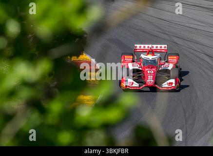 Elkhart Lake, Wi, USA. Juni 2025. ALEX PALOU (10) (ESP) aus Barcelona, Spanien, reist während eines Trainings zum XPEL Grand Prix auf der Road America in Elkhart Lake WI durch die Kurven. (Kreditbild: © Walter G. Arce Sr./ASP via ZUMA Press Wire) NUR REDAKTIONELLE VERWENDUNG! Nicht für kommerzielle ZWECKE! Quelle: ZUMA Press, Inc./Alamy Live News Stockfoto
