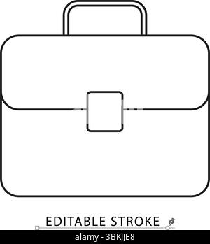Aktenkoffer-Symbol im minimalen Linienstil mit bearbeitbarer Kontur. Business-Tasche, Bürokoffer, Karrieresymbol für Corporate Visuals, professionelle Arbeit, Job Stock Vektor