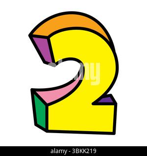 Zwei oder Nummer 2 Vektorlogo farbenfrohe, verspielte Design-Illustration Stock Vektor