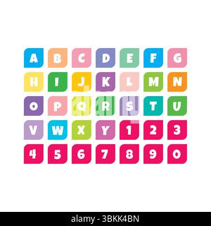 Alphabet und Zahlen Icon Vektor Illustration helle Farben und lustiges Design für Bildung und Kinder Stock Vektor