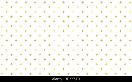 Goldener Glitzer plus Zeichen Vektor Illustration in einem sich wiederholenden Muster auf einem weißen Hintergrund angeordnet Stock Vektor