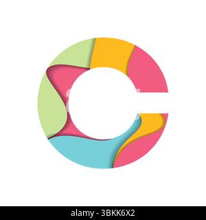Abstrakter, farbenfroher Buchstabe C-Logo-Vektor Stock Vektor