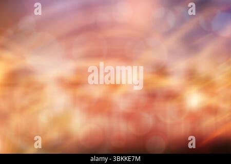 Das abstrakte Bokeh-Muster leuchtet im digitalen flachen Design-Hintergrund mit sich überlappenden warmen Kreisen Stockfoto