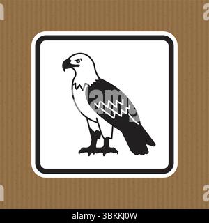 Diese auffällige schwarz-weiße Illustration eines Falken zeigt ein markantes, minimalistisches Design vor einem trendigen braunen Hintergrund, perfekt für verschiedene cre Stock Vektor