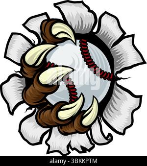 Baseball Ball Claw Cartoon Monster Animal Hand Stock Vektor