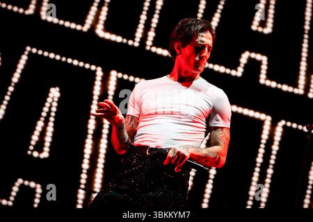 Damiano David tritt am 21. Juni 2025 auf der MEO Kalorama 2025 in Lissabon auf. Das MEO Kalorama 2025 Festival findet am 19., 20. Und 21. Juni statt. (Foto: Nuno Cruz/NurPhoto) Stockfoto