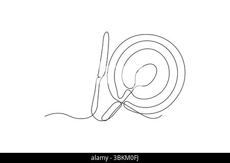 Gabel und Messer in durchgehender Linienzeichnung Linienart Silhouette von cutler Vektor Illustration Hintergrund Stock Vektor