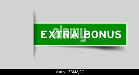 Grünes quadratisches Aufkleber-Etikett mit zusätzlichem Wort auf grauem Hintergrund Stock Vektor