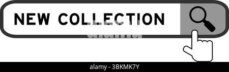 Suchbanner in Word New Collection mit dem Symbol für die Übergabellupe auf weißem Hintergrund Stock Vektor