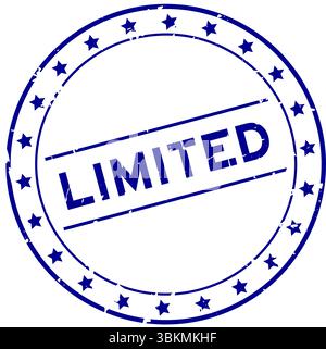 Grunge blue limited Wort runde Gummidichtung Stempel auf weißem Hintergrund Stock Vektor