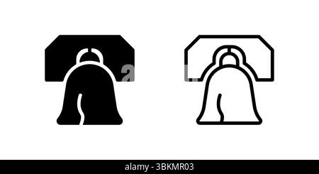 Das legendäre Symbol der Liberty Bell symbolisiert die amerikanische Geschichte, Freiheit und Unabhängigkeit. Ideal für Patriotismus und nationale Themen. Stock Vektor