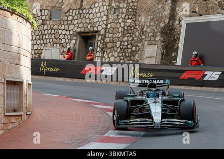 Monaco, 23. Mai 2025. Formel 1 Tag Heuer Grand Prix de Monaco 2025. Im Bild: #63 George Russell (GBR) vom Mercedes-AMG PETRONAS Formel-1-Team in Mercedes W16 © Piotr Zajac/Alamy Live News Stockfoto